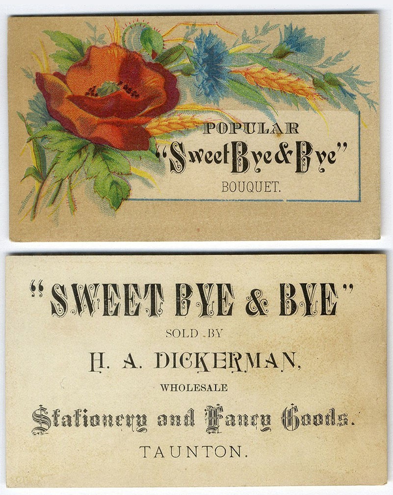 Taunton MA Fancy Goods SWEET BYE & BYE Store VICTORIAN Trade Card 1880’s