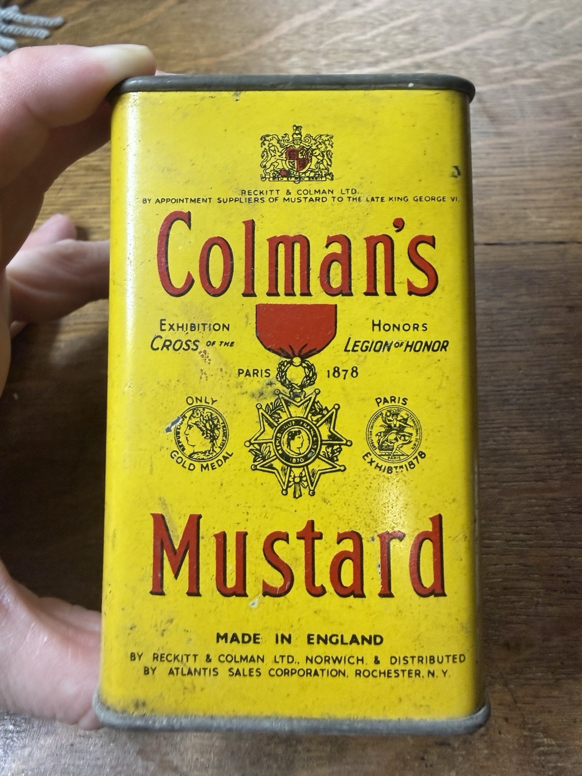 Vintage Yellow Colman’s Mustard Lithograph spice Tin