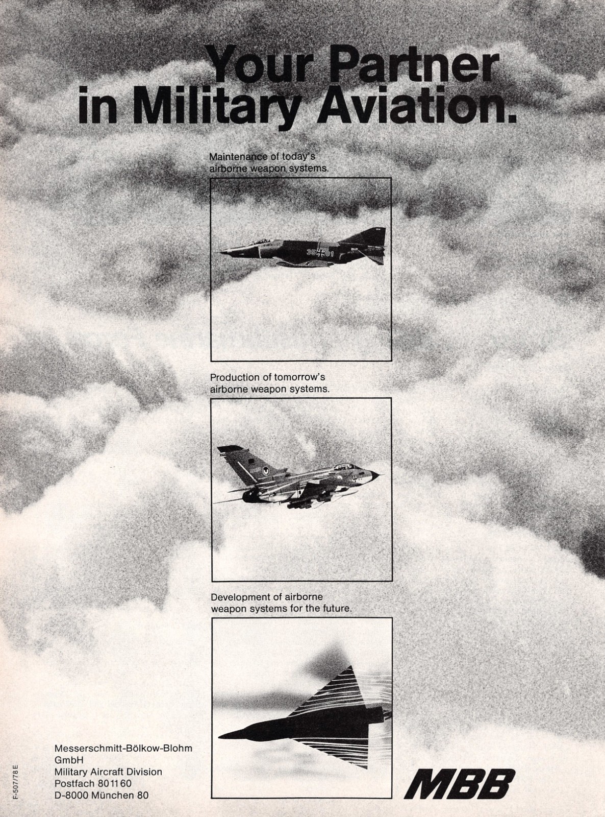 MBB Messerschmitt Bölkow Blohm F-4 Phantom Tornado Jet 1978 Vintage Mag Print Ad