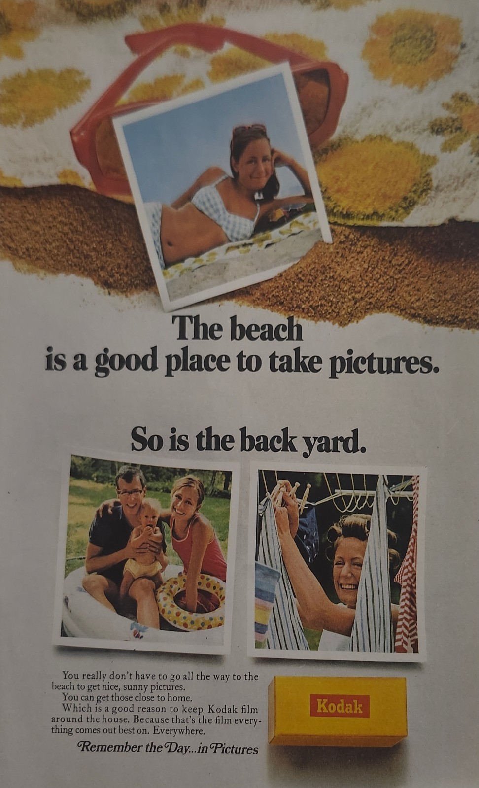 1968 Kodak Print Ad Beach to Back Yard 1960s Mid Century Vintage