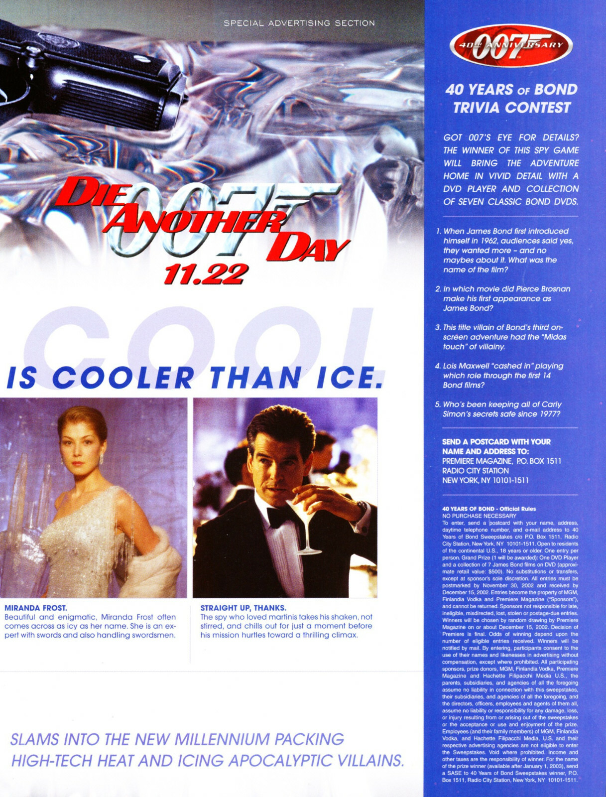 FINLANDIA VODKA AD #37 RARE 2002 OUT OF PRINT 4 PGS JAMES BOND 007 AD