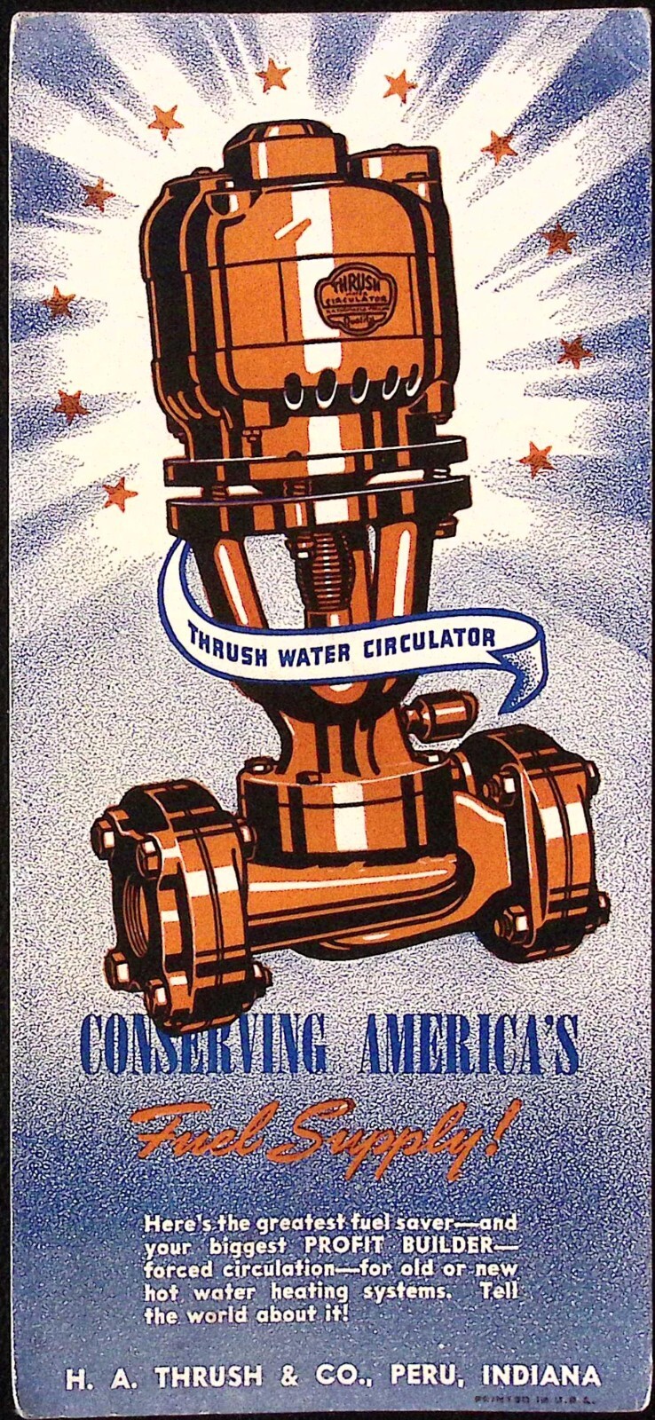H.A. Thrush & Co Peru IN Thrush Water Circulator Advertising Ink Blotter