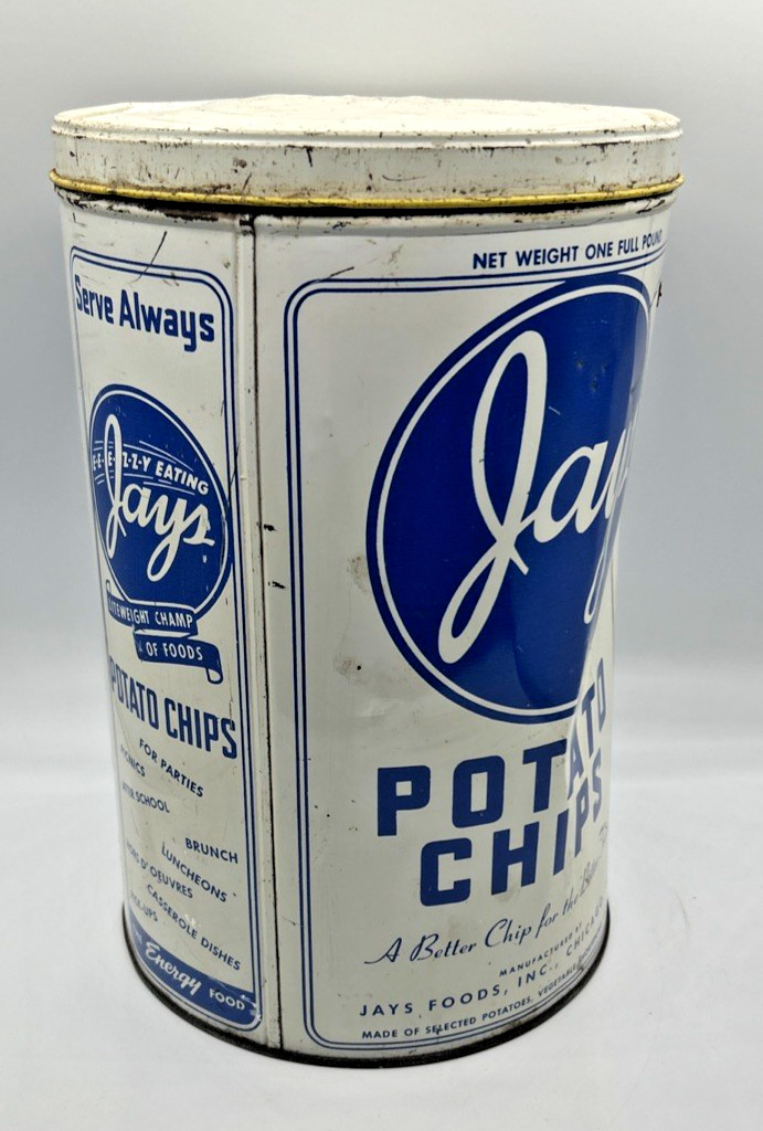Vintage Original Jays Potato Chips Tin Can 1lb