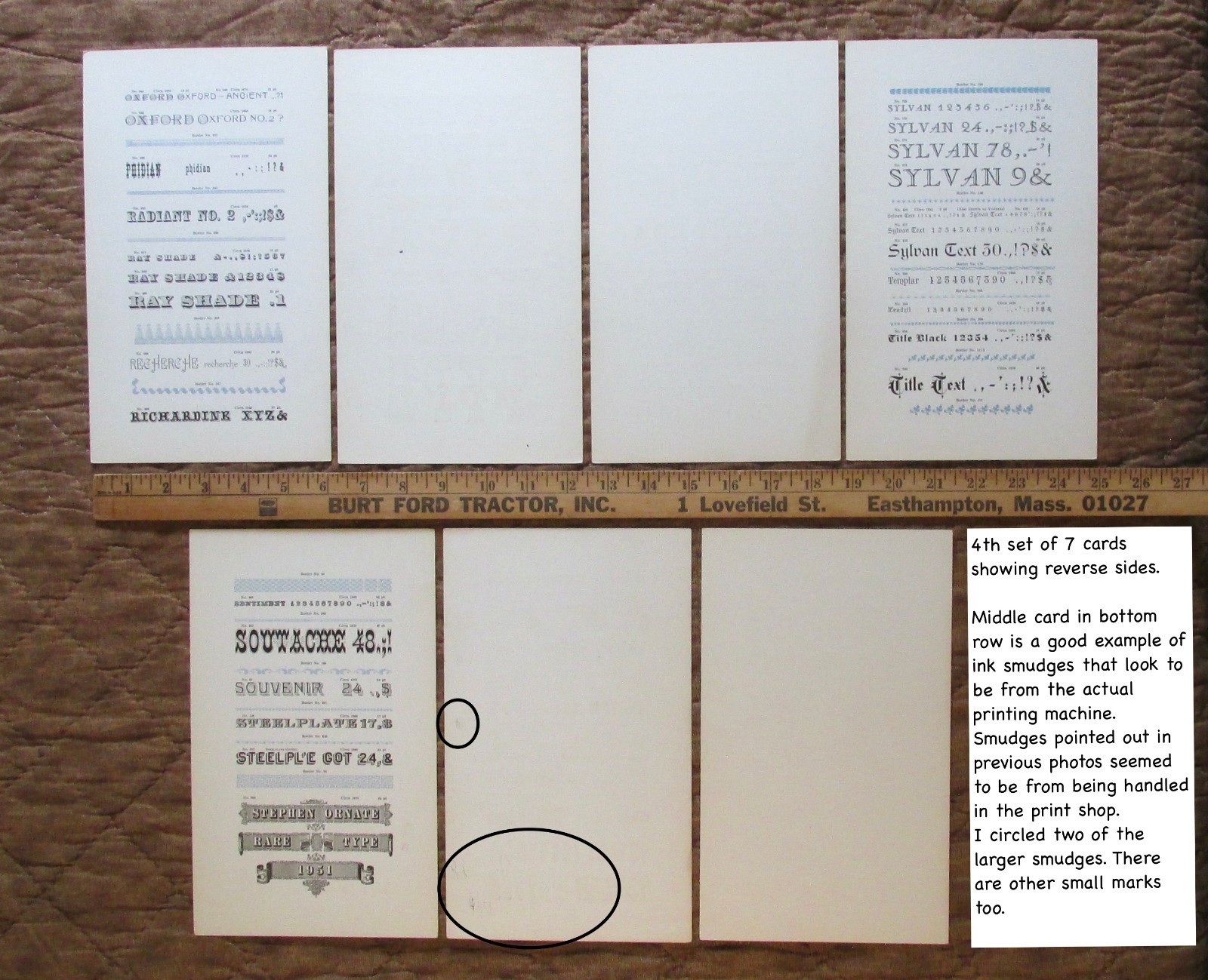 1958 TJ Lyons SPECIMENS Old Fashioned TYPOGRAPHY Sample Cards ADVERTISING