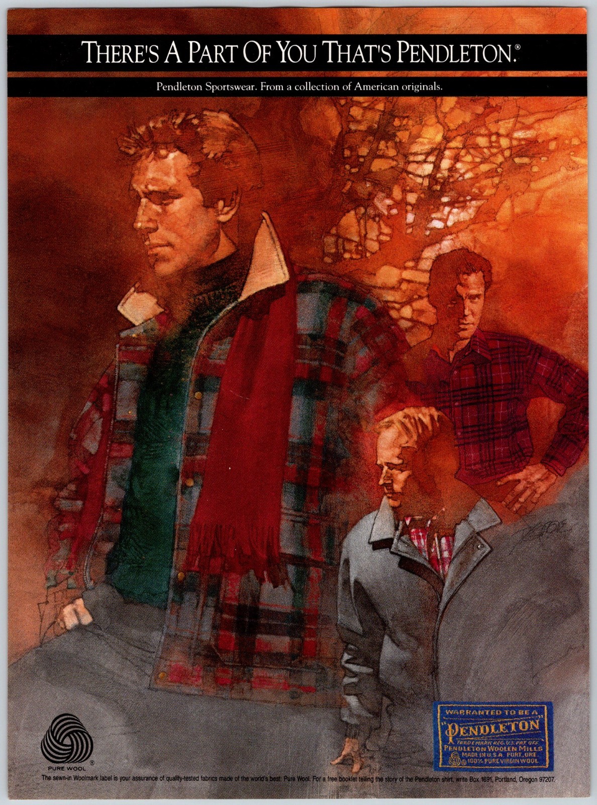 PENDLETON WOOL SPORTSWEAR Vintage 8″X11″ Magazine Ad 1980’s M743