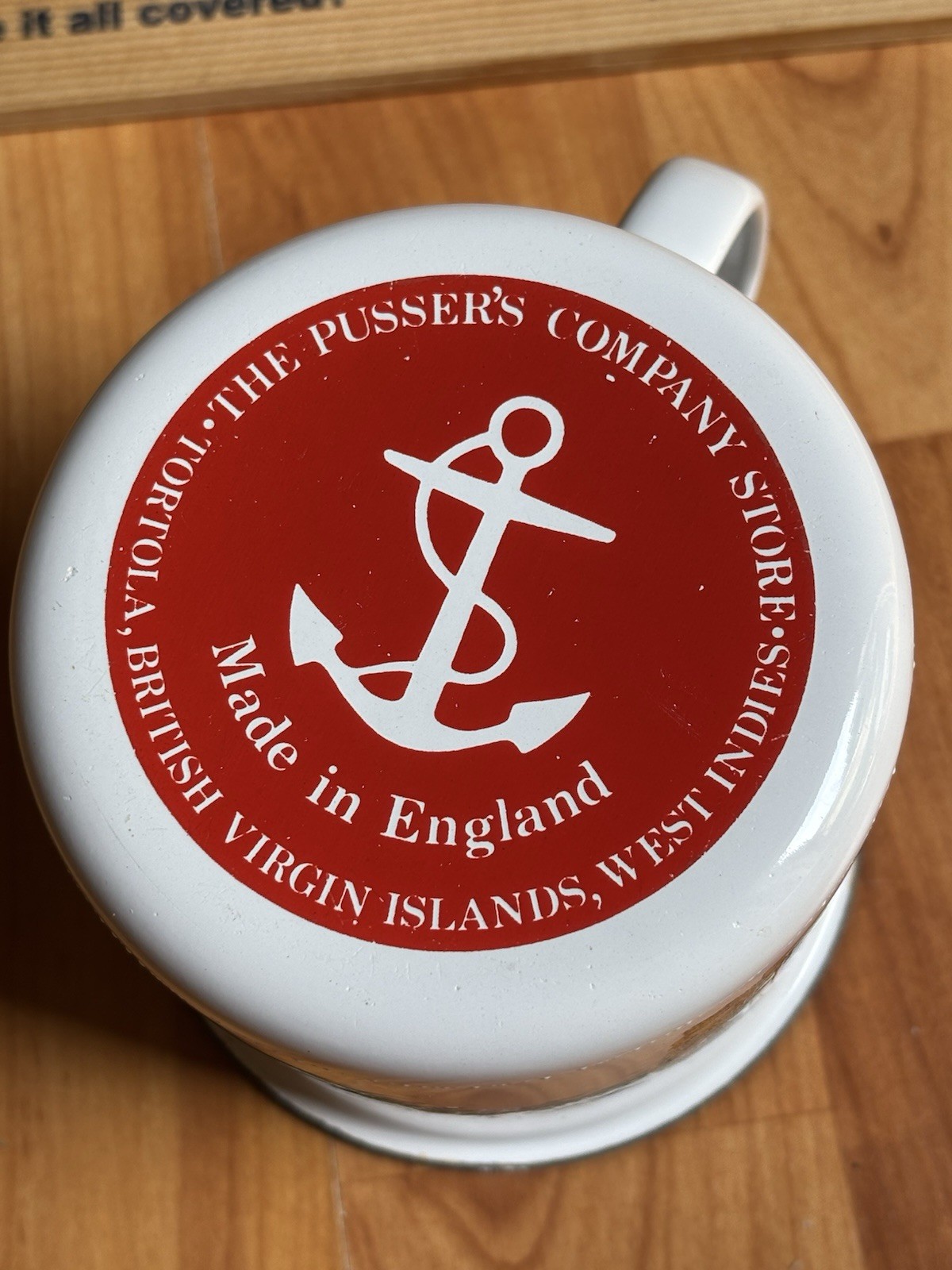 British Navy PUSSER’S RUM Enamel Tin Metal Mug Cup Royal Navy Made In England