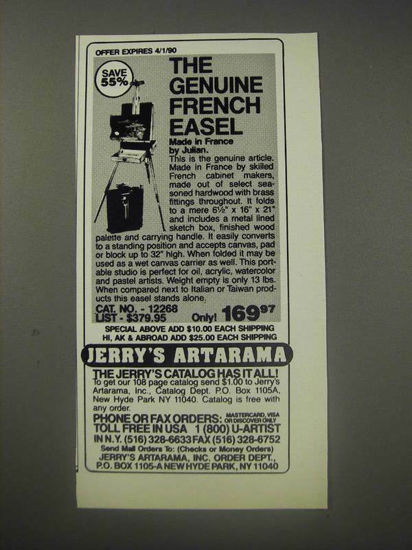 1990 Jerry’s Artarama Ad – The genuine french easel