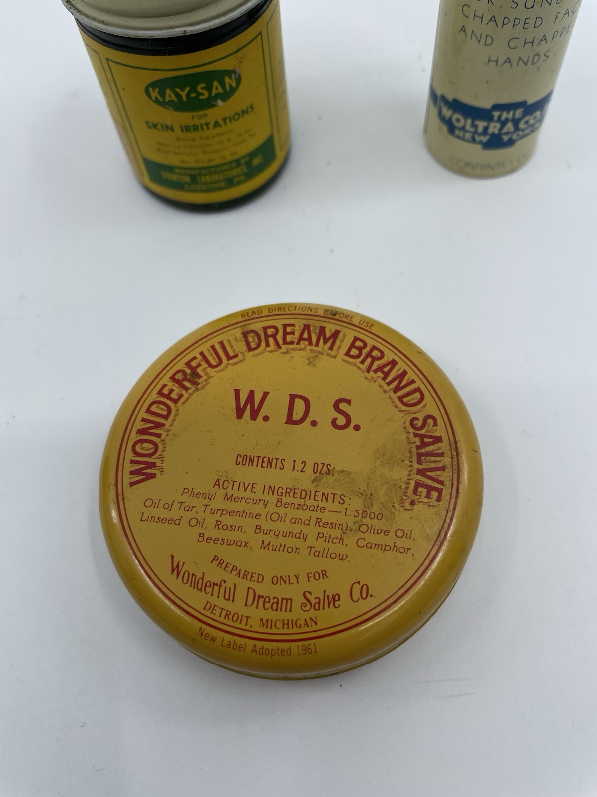 Vintage Lot Of 6 Assorted Advertising Tins Medicine, Household, Personal Care