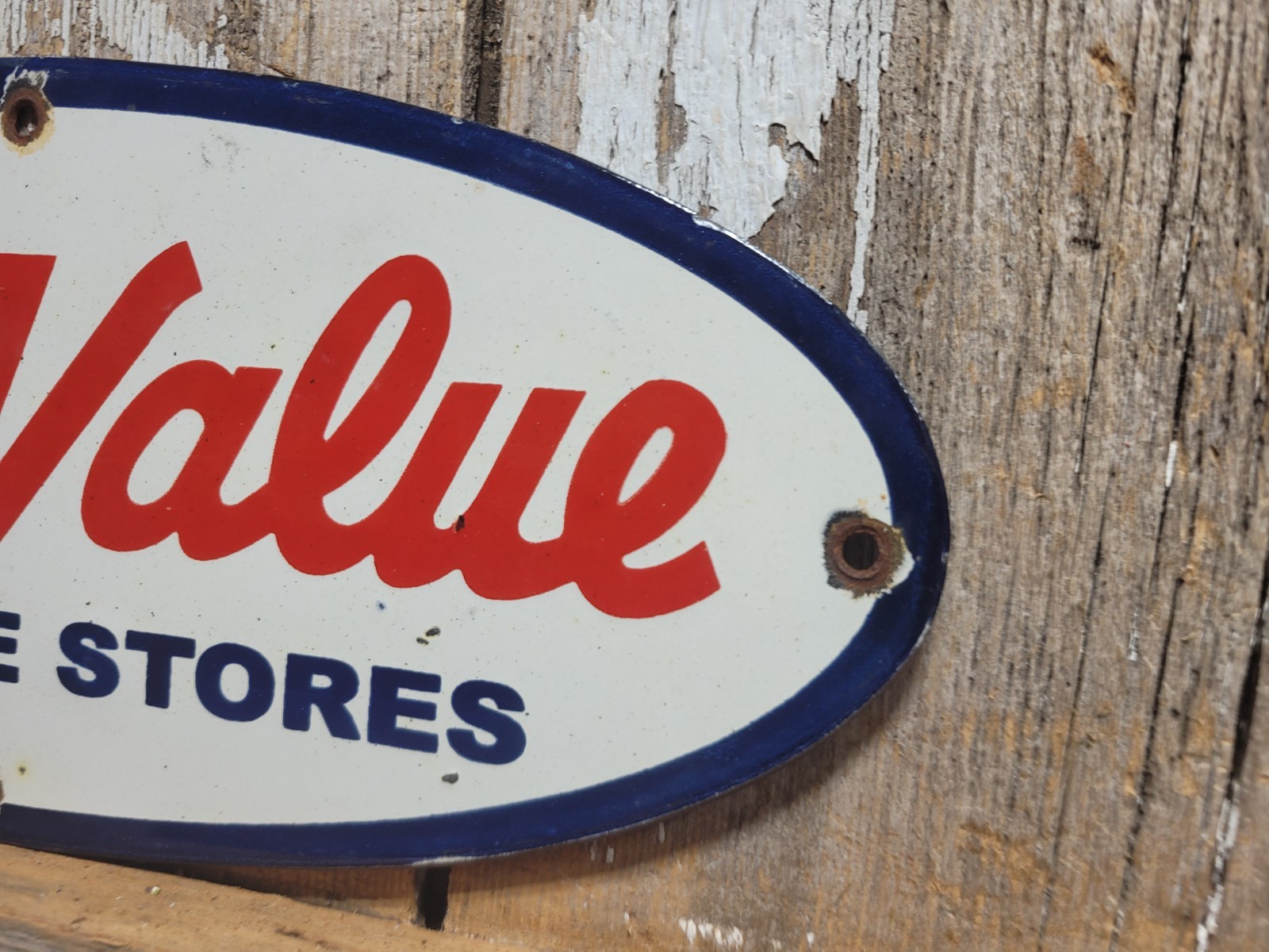 VINTAGE TRUE VALUE PORCELAIN SIGN OLD HARDARE STORE TOOL HOME GARDEN SUPPLY 12″