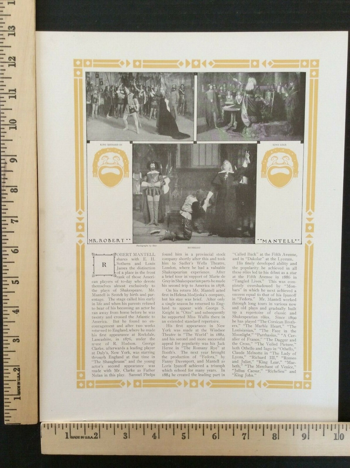 Rare Antique Orig VTG 1910 Robert Mantell Anna Held Stage Actors Ad Art Print
