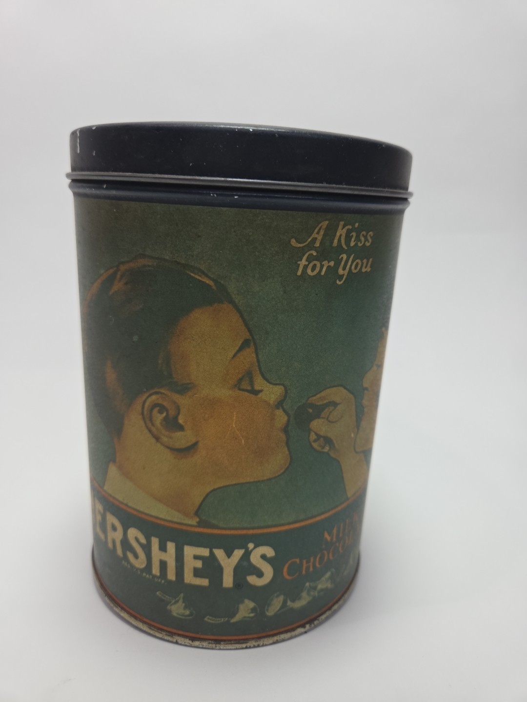 Vintage 1980 Hershey’s Milk Chocolate Kisses A Kiss For You Tin Can Canister