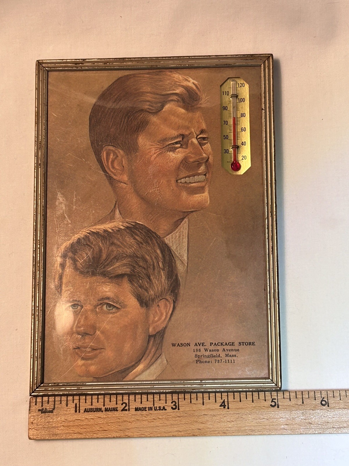 Vintage Advertising Thermometer JFK RFK Kennedy Watson Package ~ Springfield MA