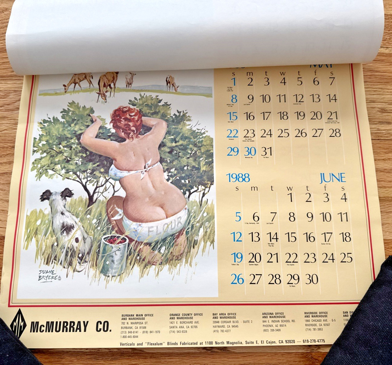 Vintage 1987 1988 McMurray Co Hilda Pin Up Calendar Duane Bryers Art