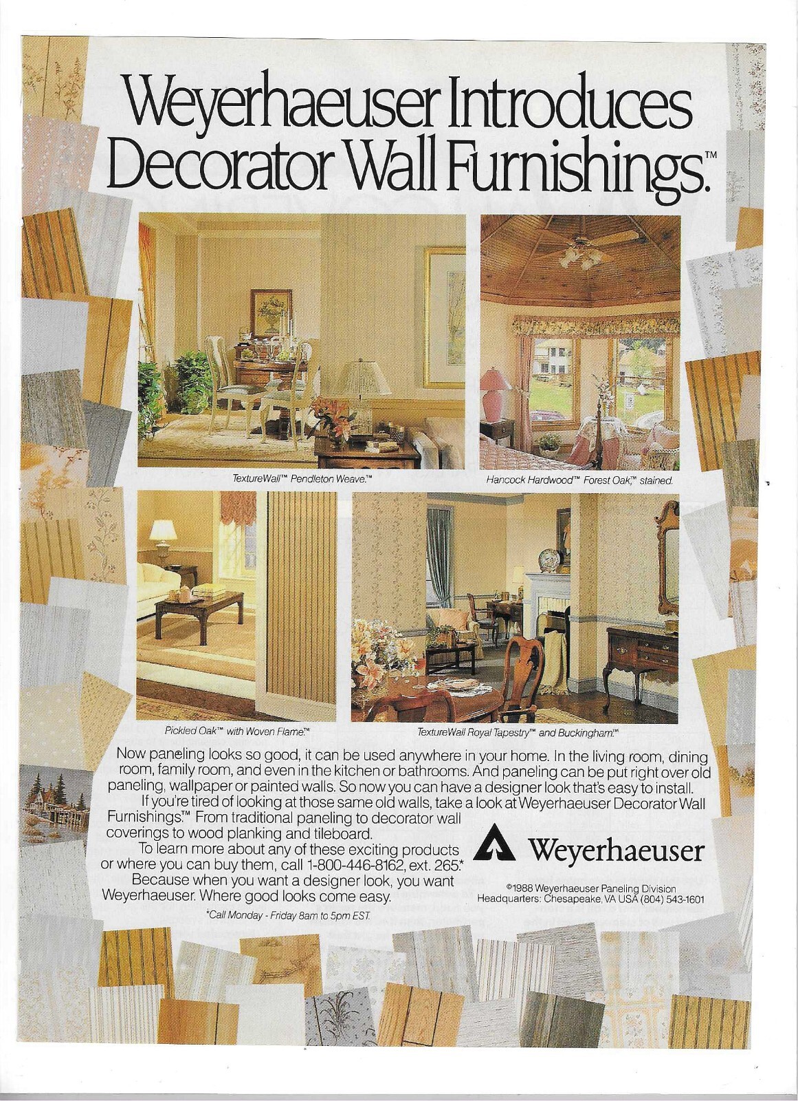 1988 Weyerhaeuser Decorator Wall Furnishings Vintage Print Advertisement