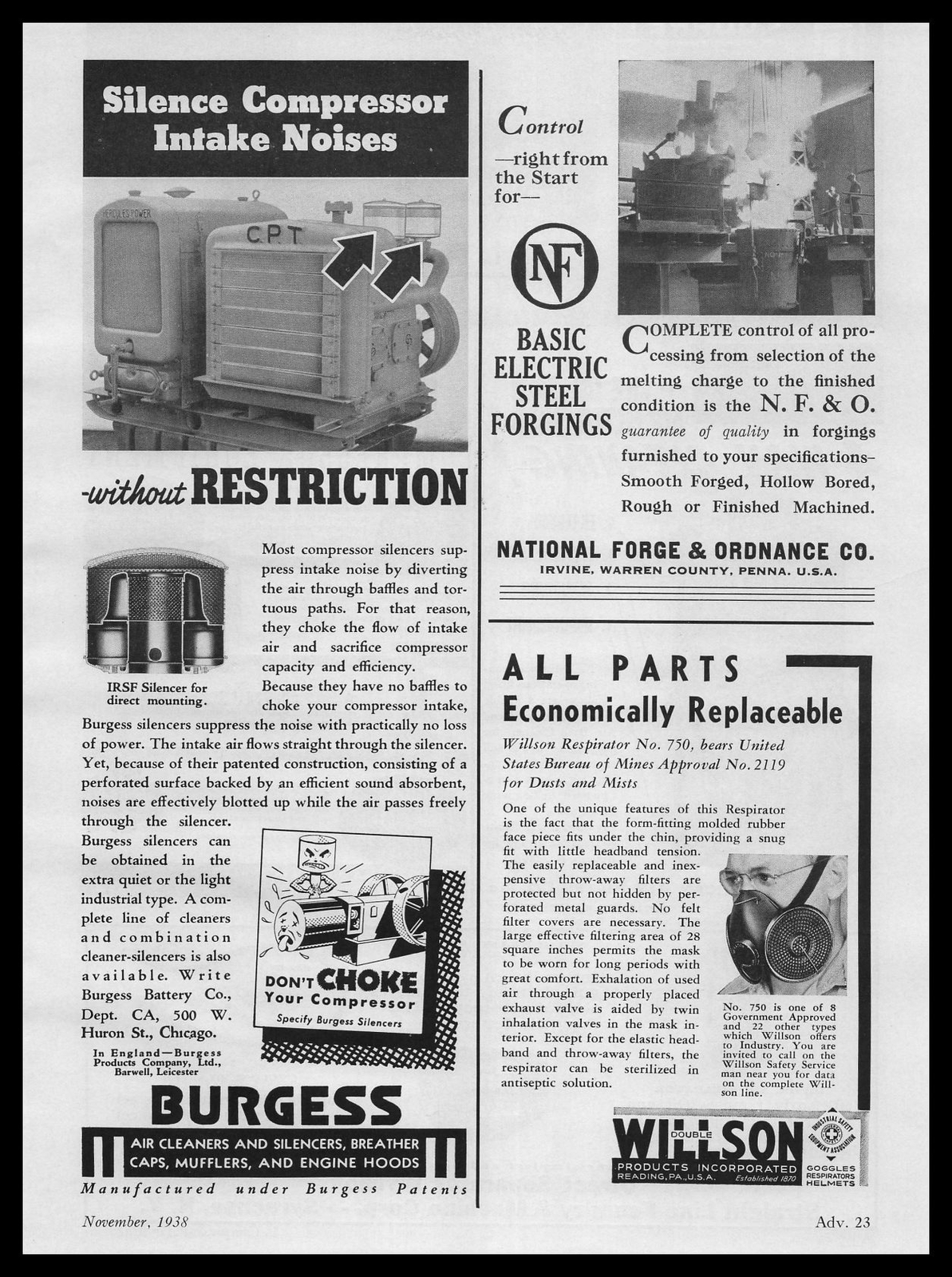1938 National Forge & Ordnance Forgings Photo Irvine Warren County PA Print Ad