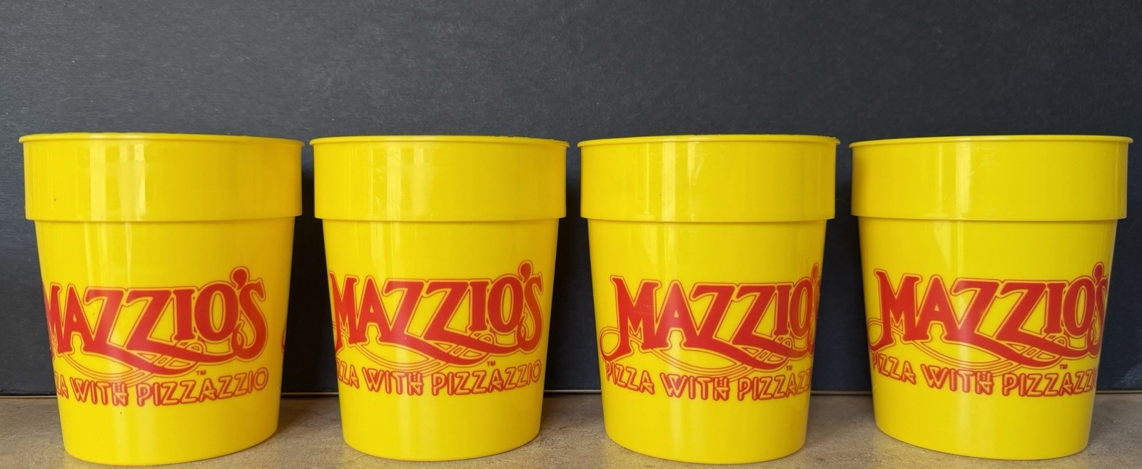 4 Vintage Mazzio’s Pizza Refill Souvenir Drink Beer Cups (NEW!)
