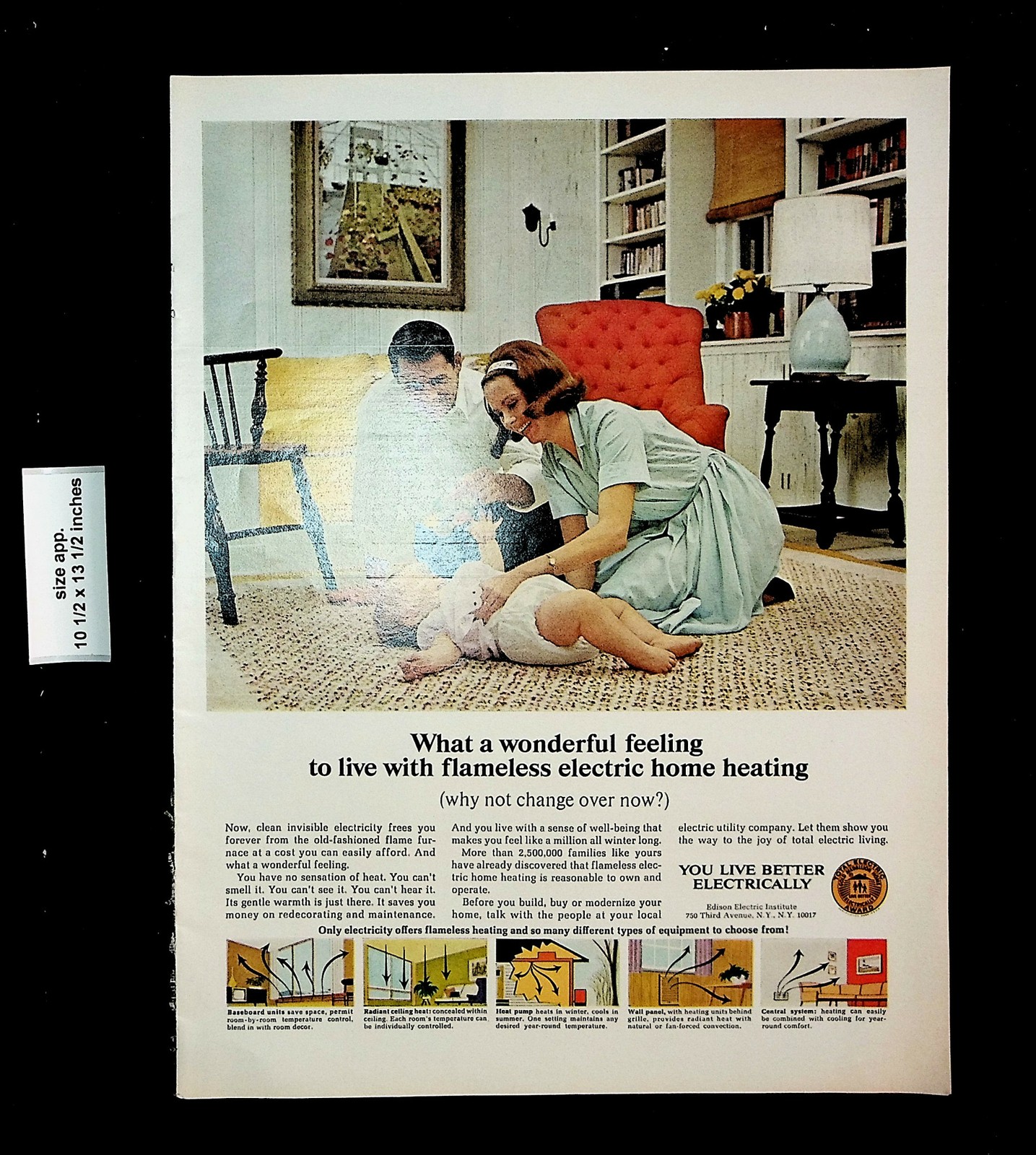 1966 Edison Electric Flameless Home Family Baby Vintage Print Ad 27334
