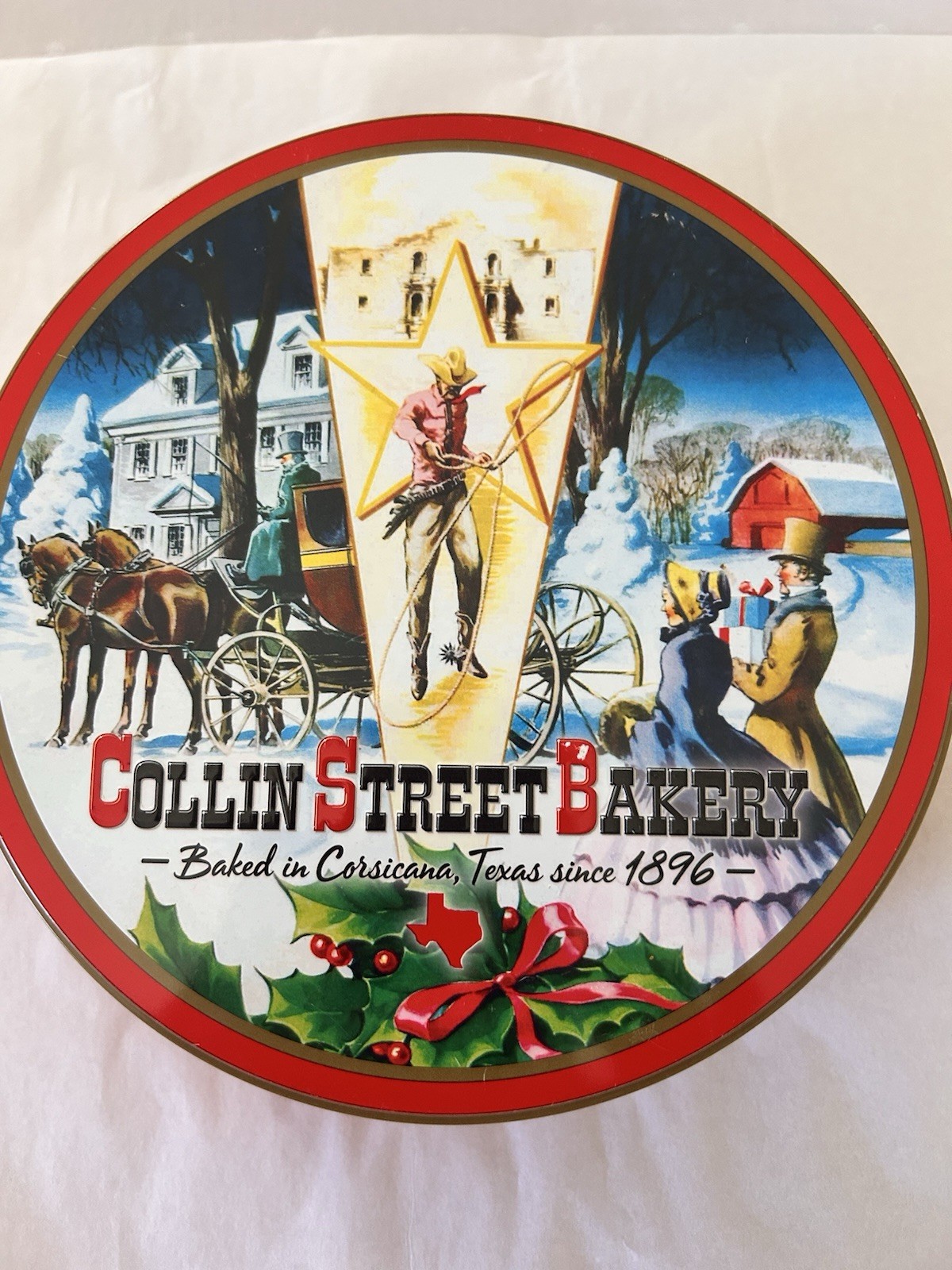 Vtg Collin Street Bakery Decorative Tin Filled With Vintage Buttons