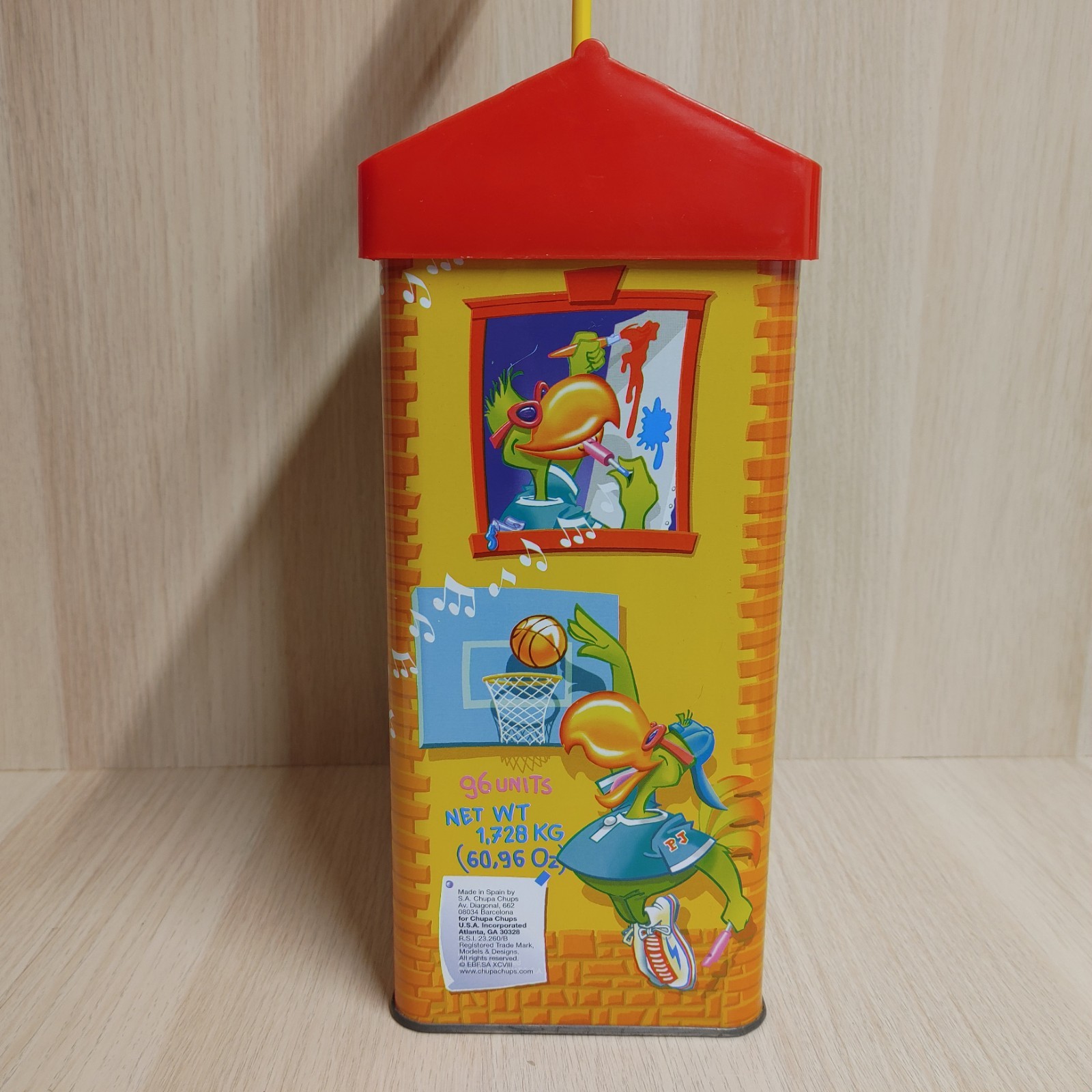 Chupa Chups Melody Pops Tin Store Display Box Empty Parrot Lollipop Whistles