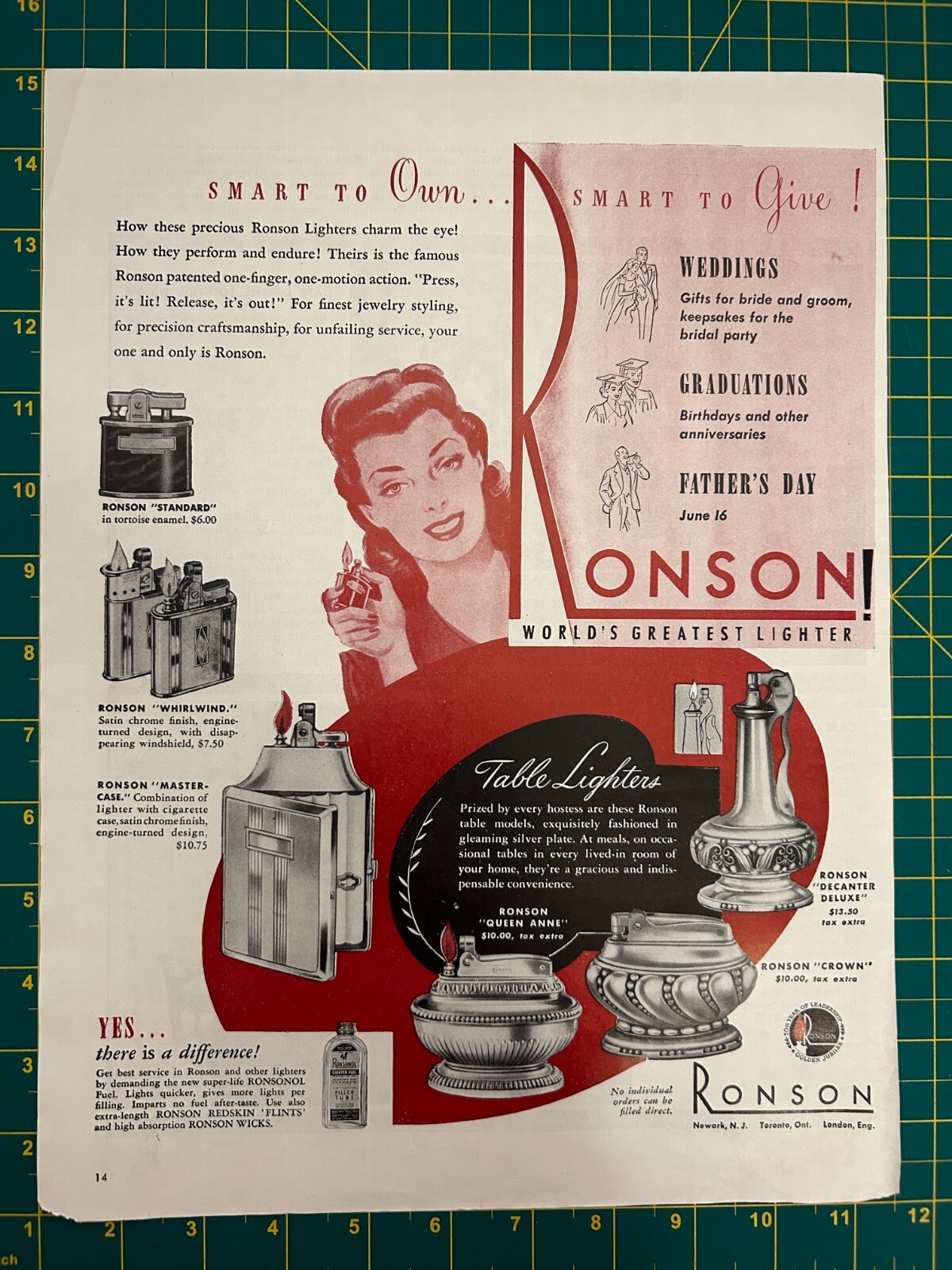 1946 Vintage Ronson Lighter Whirlwind Master Case Ronsonol Fuel Print Ad C2