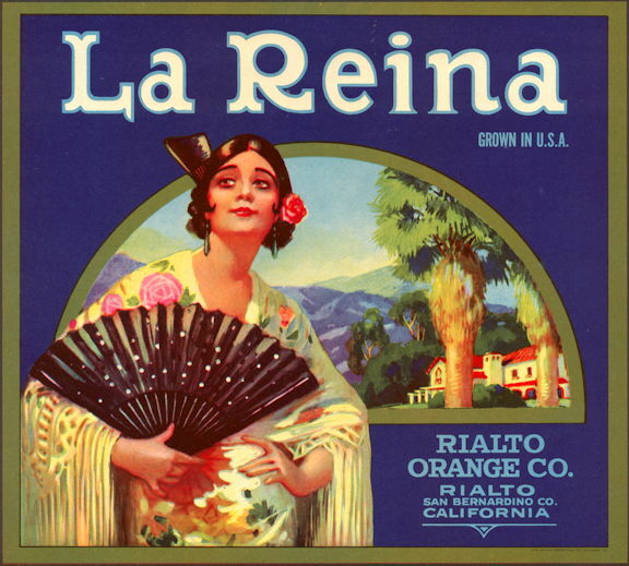 1940’s La Reina Apple Crate Label Superb Graphics – San Bernardino, CA. “USA”
