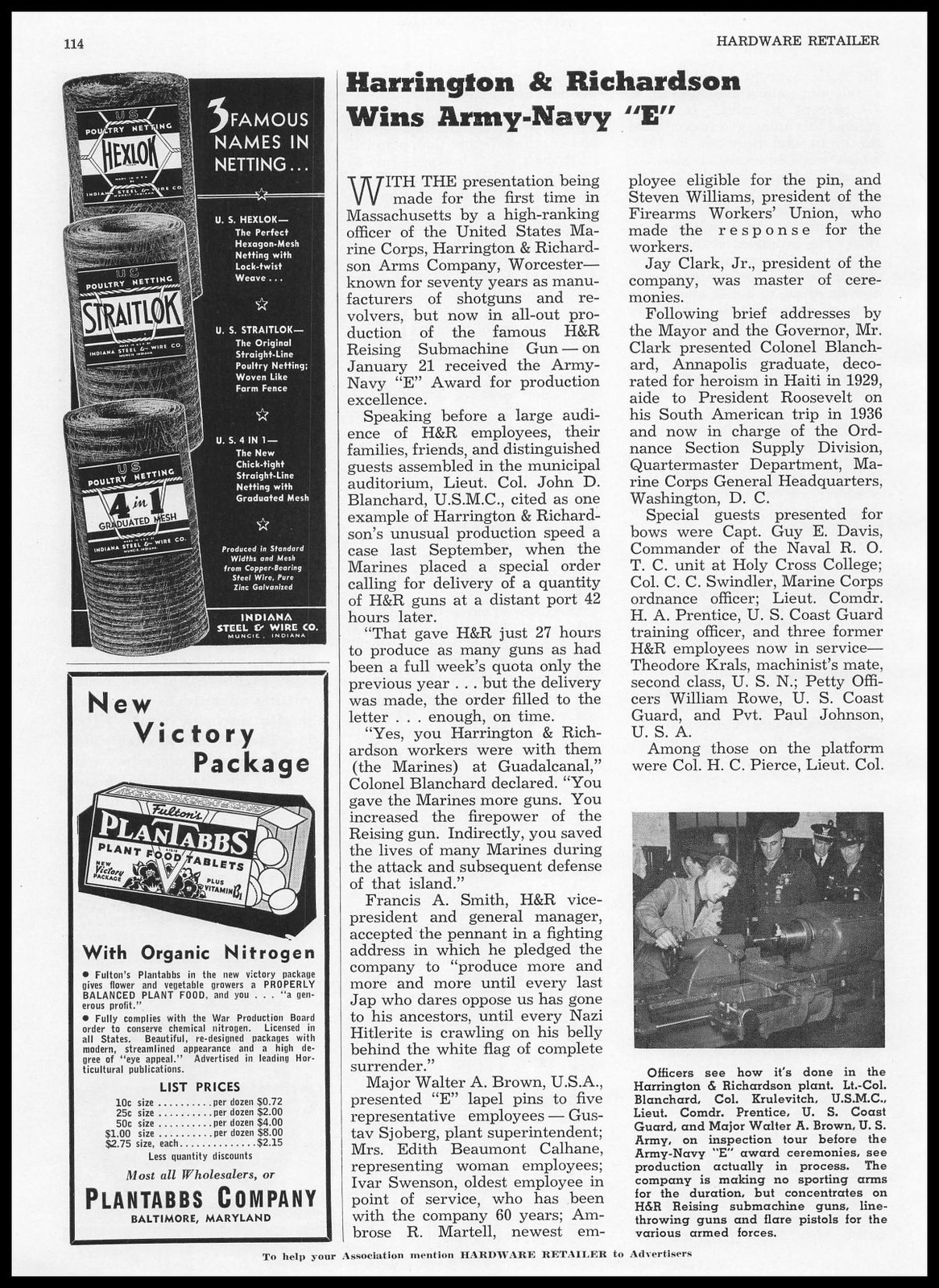 1943 Harrington & Richardson Arms Worcester Massachusetts Photo Article Print Ad