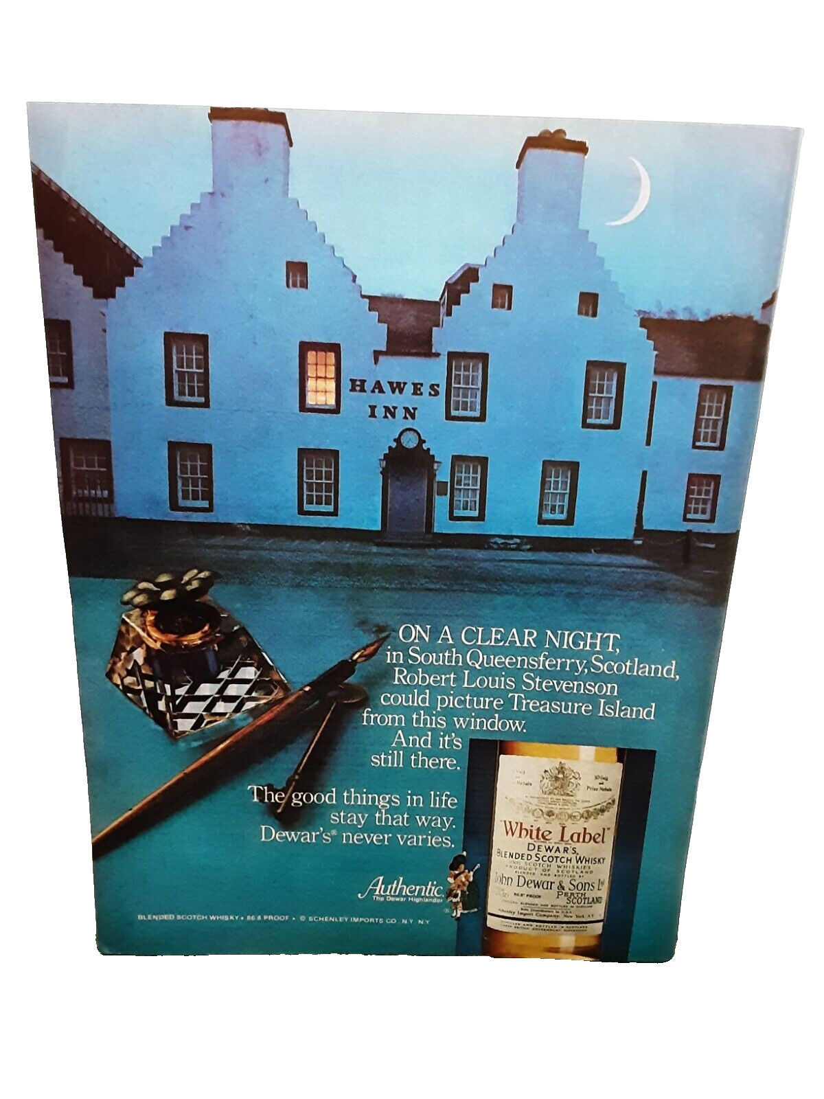 1980 Dewars White Label Scotch Hawes Inn Original Print Ad vintage