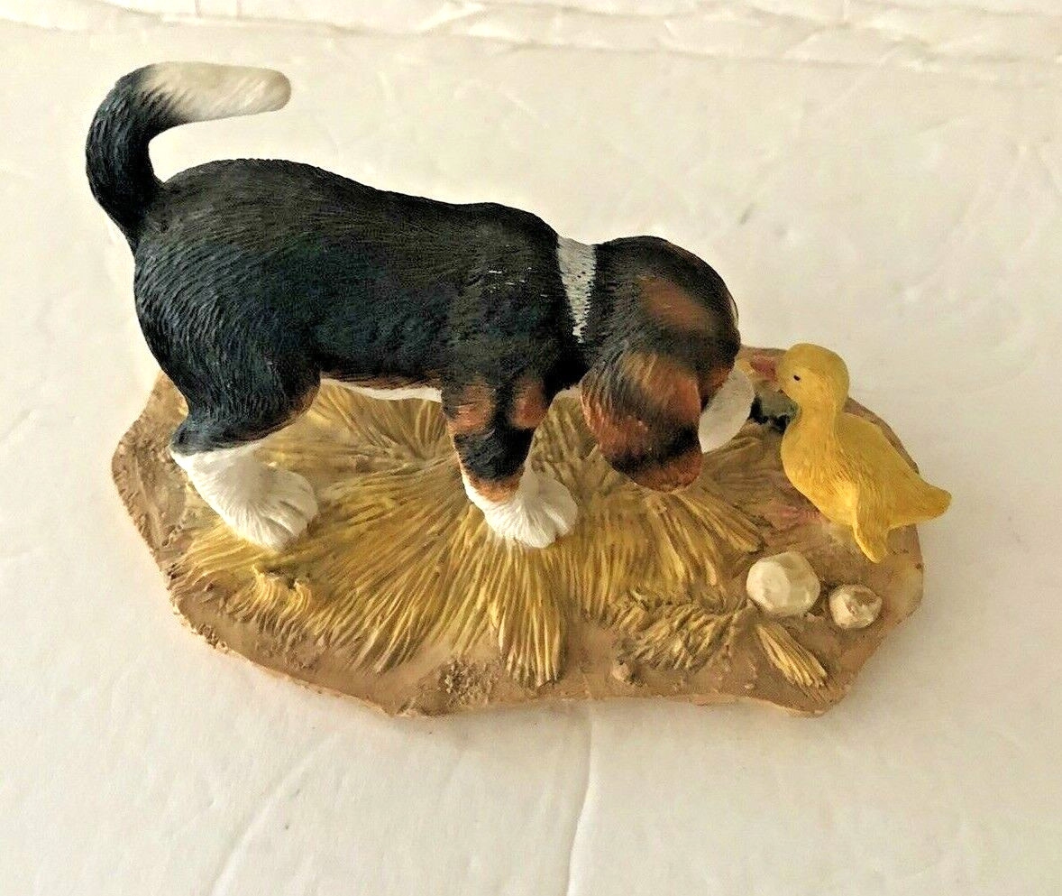 Getting Acquainted Dog and Duckling Figurine Hamilton Collection Jim Lang 1990