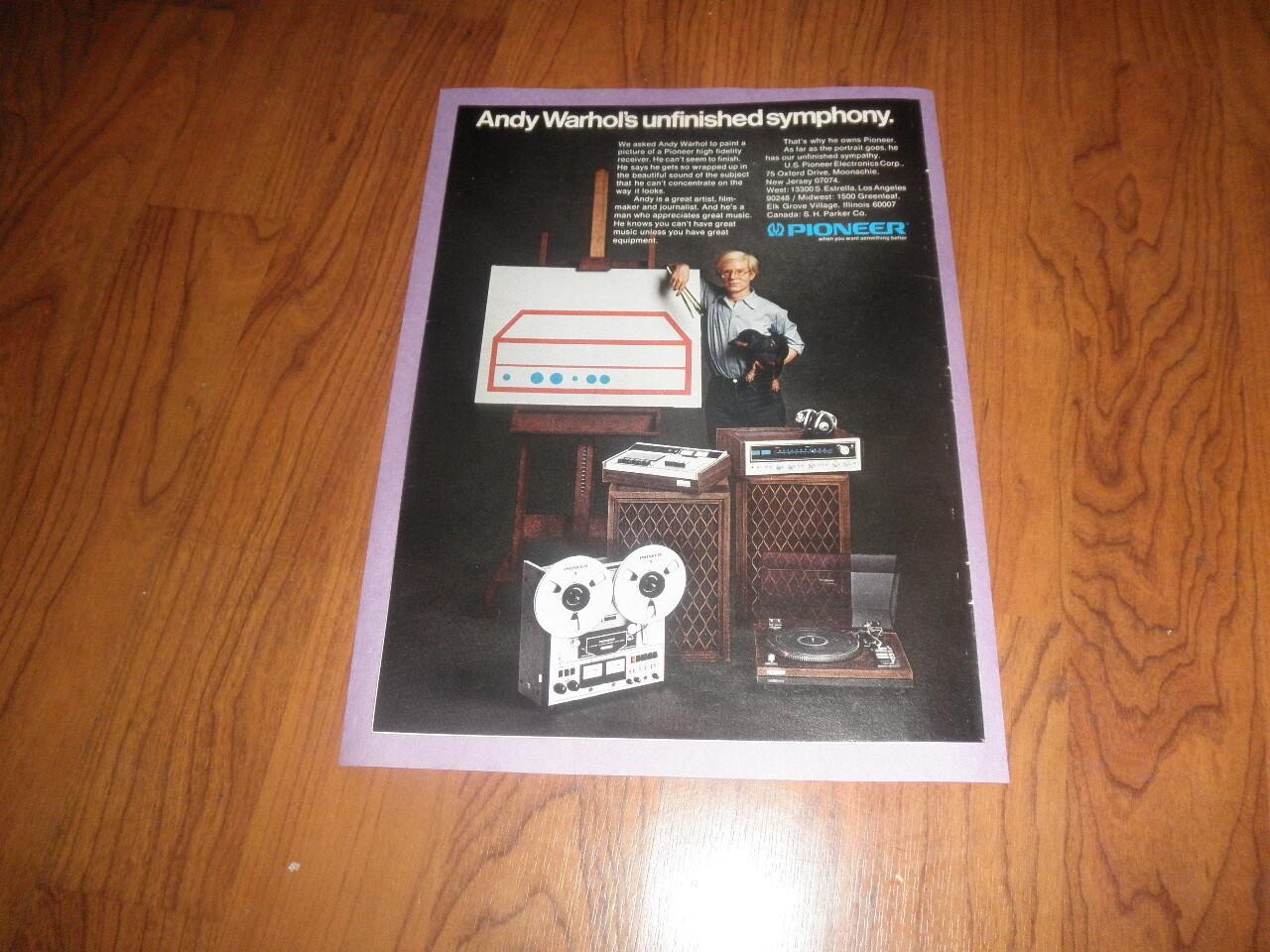 VINTAGE ANDY WARHOL AD _UNFINISHED SYMPHONY-PIONEER MUIC-1975