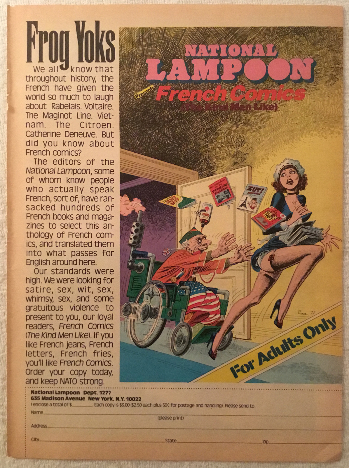 1977 National Lampoon French Comics Magazine Page Print Ad The Kind Men Like