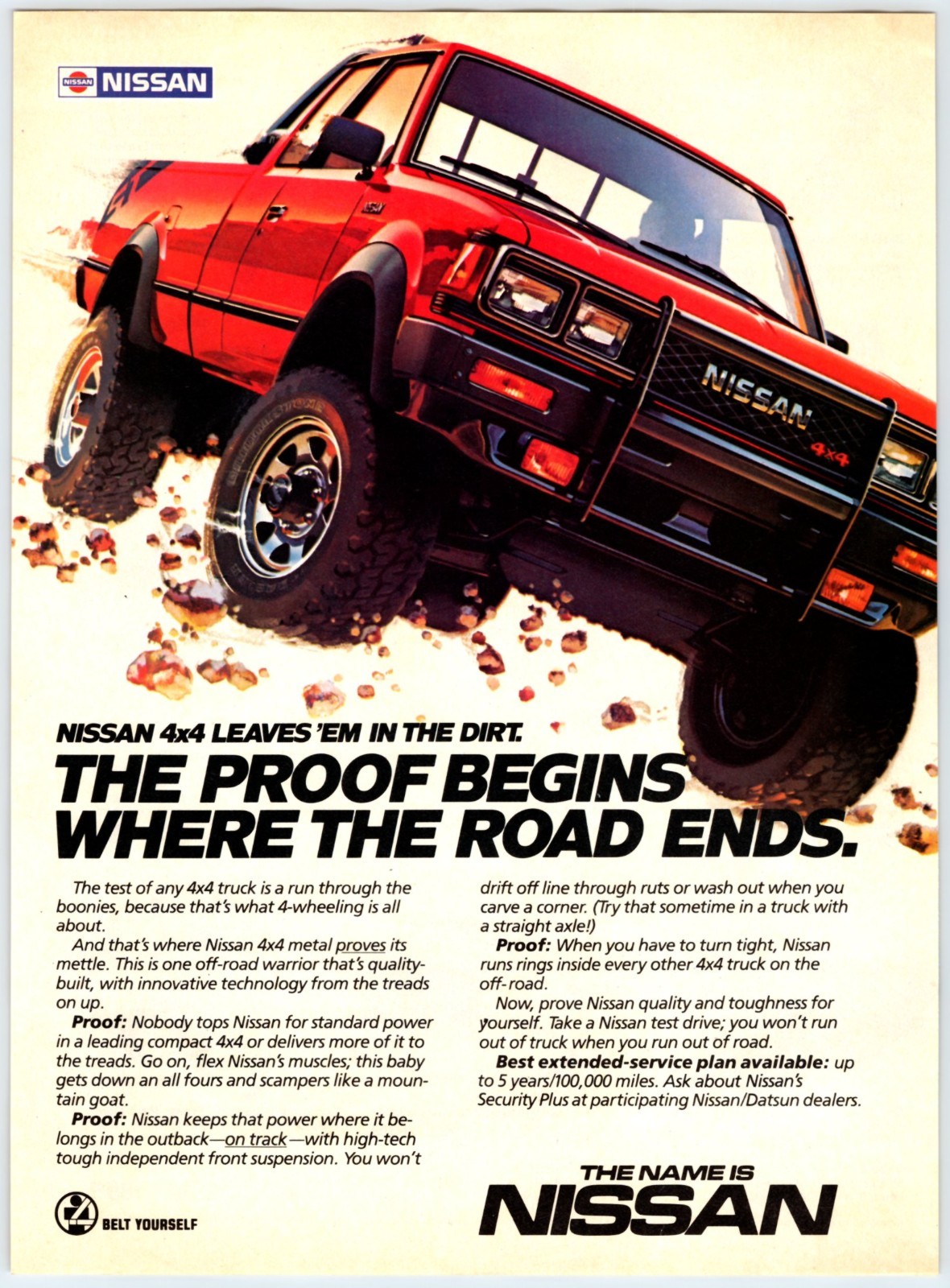 1985 NISSAN 4X4 PICKUP TRUCK Vintage 8″X11″ Magazine Ad 1980’s JUN-6
