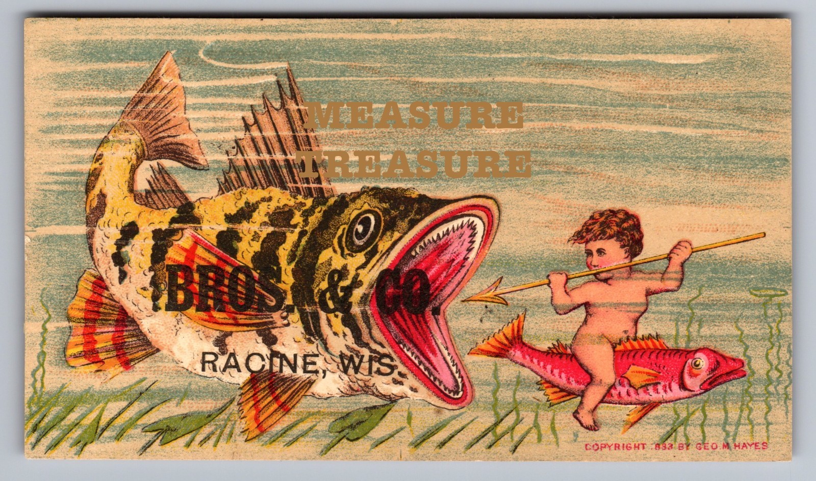 1883 RACINE WI WAGONS CARRIAGES FISH BROS COUNCIL BLUFFS BRADLEY TRADE CARD F34