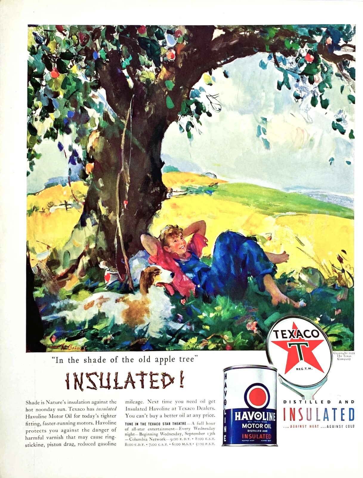 Texaco Havoline Motor Oil Est. In Beaumont Texas 1902 Vtg Magazine Print Ad