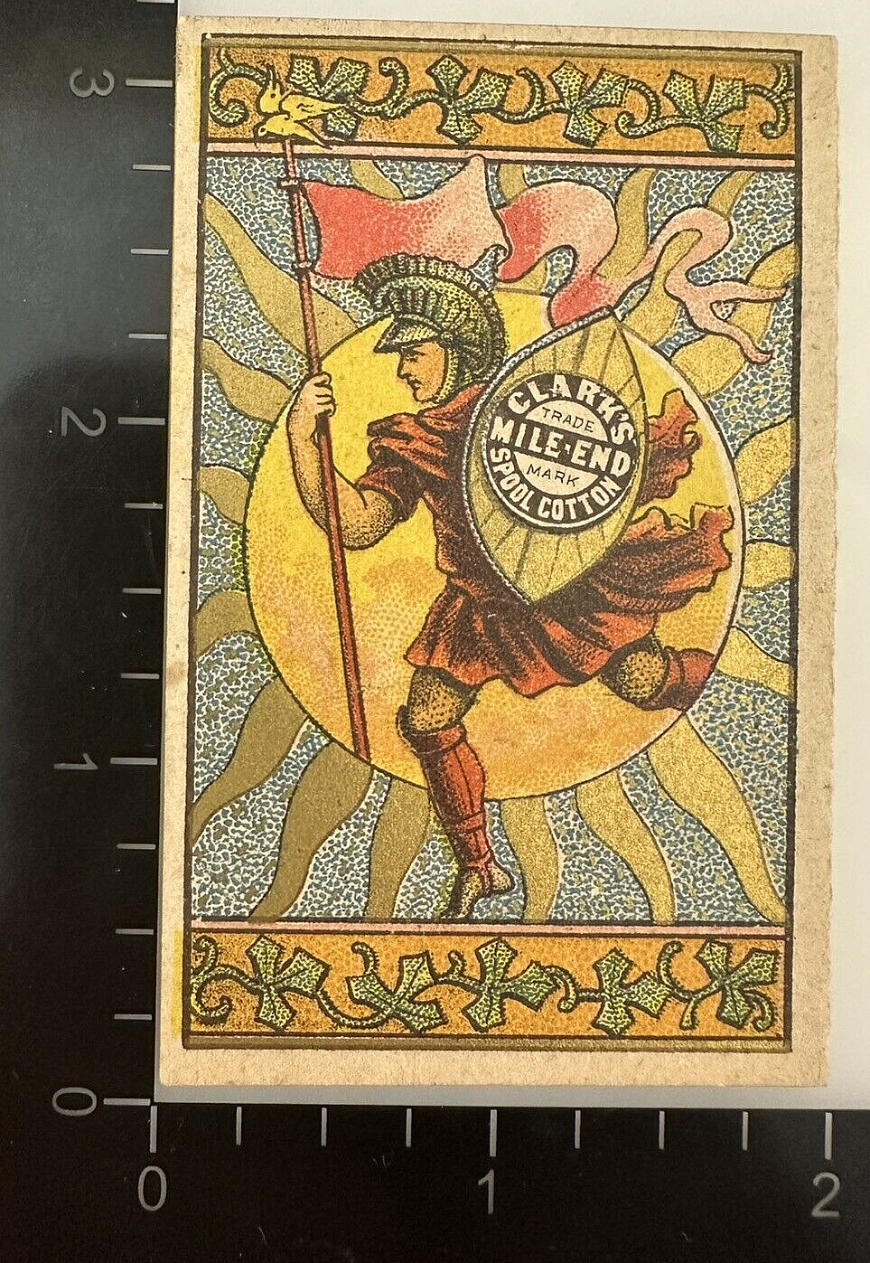 Gladiator Knight Clarks Mile End Spool Cotton ANTIQUE TRADE Card A7J