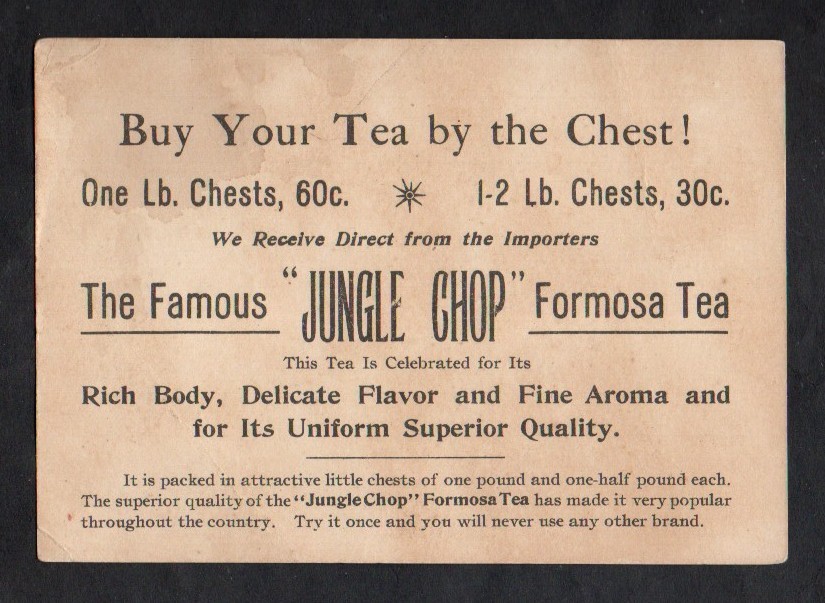 Trade Card – Jungle Chop Formosa Tea – Dressed CATS