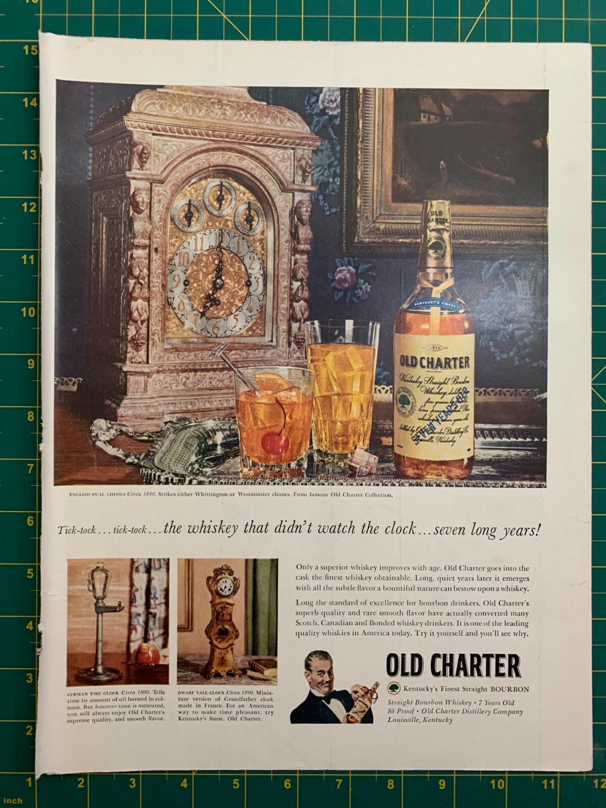 1954 Vintage Old Charter Straight Kentucky Bourbon Whiskey 7 Year Print Ad C1