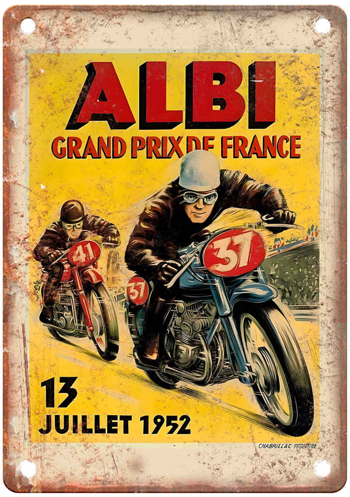 1952 Vintage ALBI Motorcycle Poster Ad Retro Look Reproduction Metal Sign F112