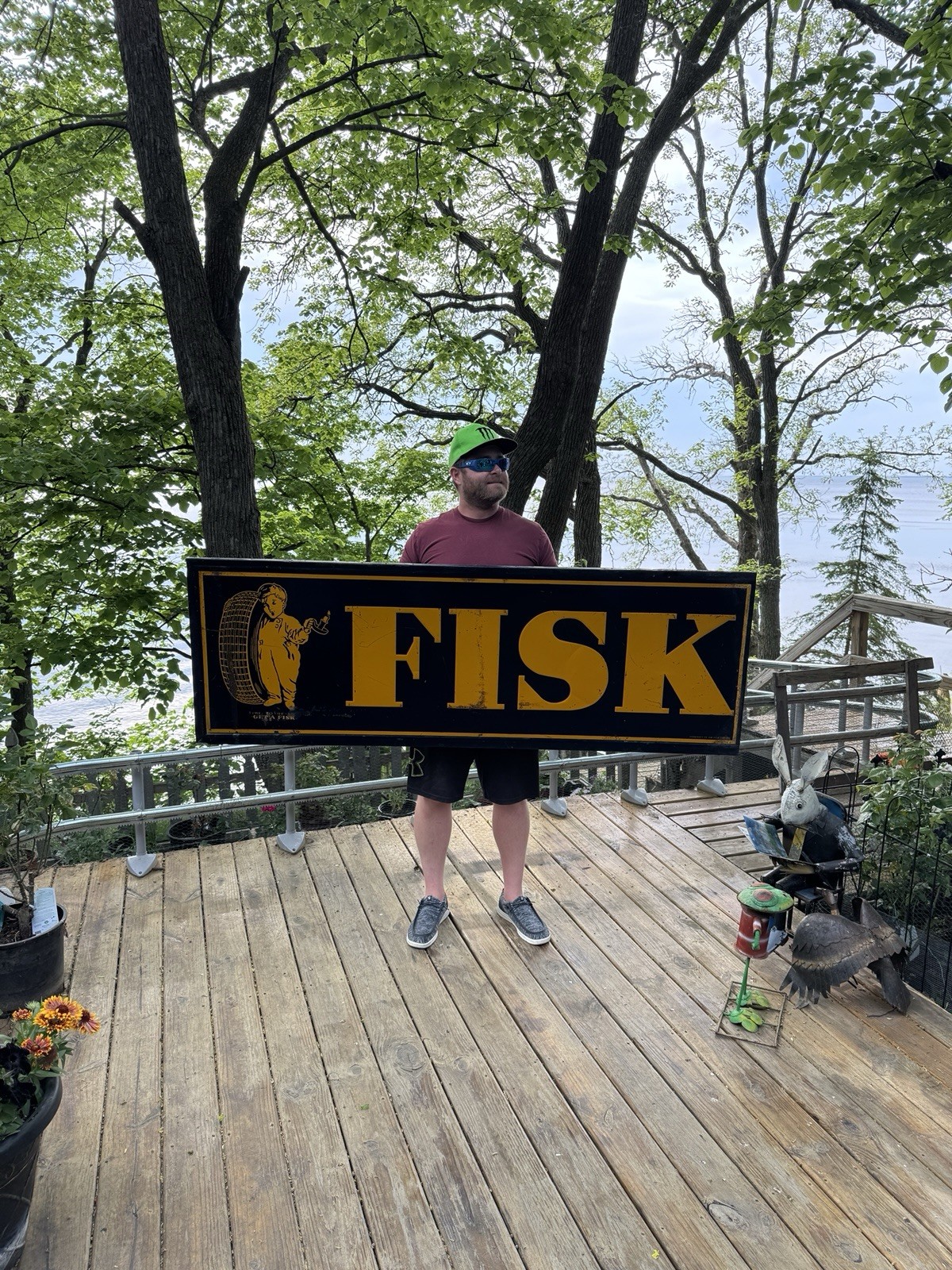 Vintage Rare 70 inch Fisk Tire Oil Gas Gasoline Sign Service Station Boy Graphic