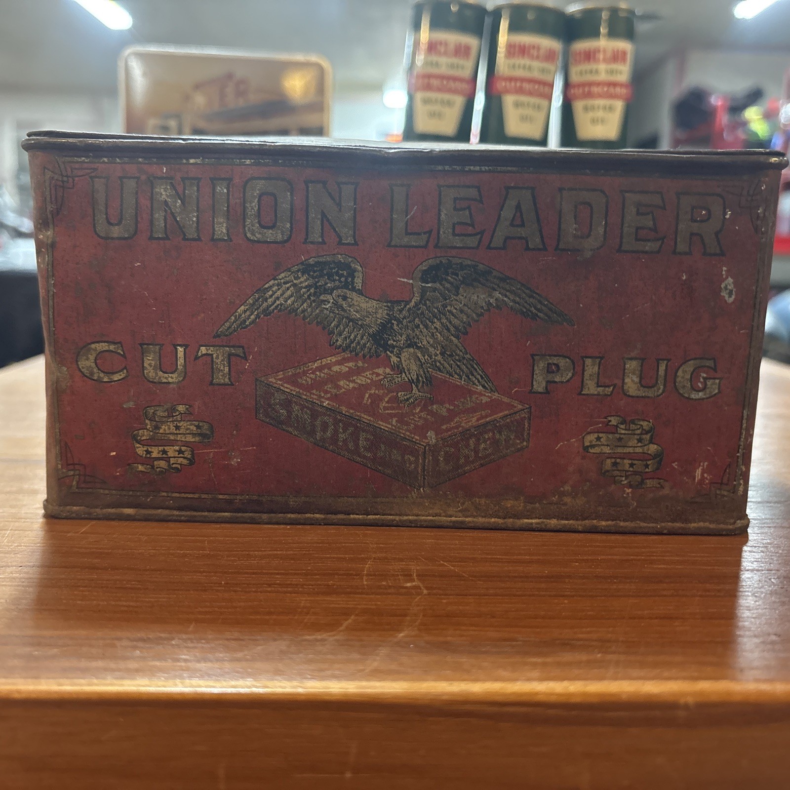 Antique UNION LEADED CUT PLUG TOBACCO TIN. Country Store Advertising. 1890’S
