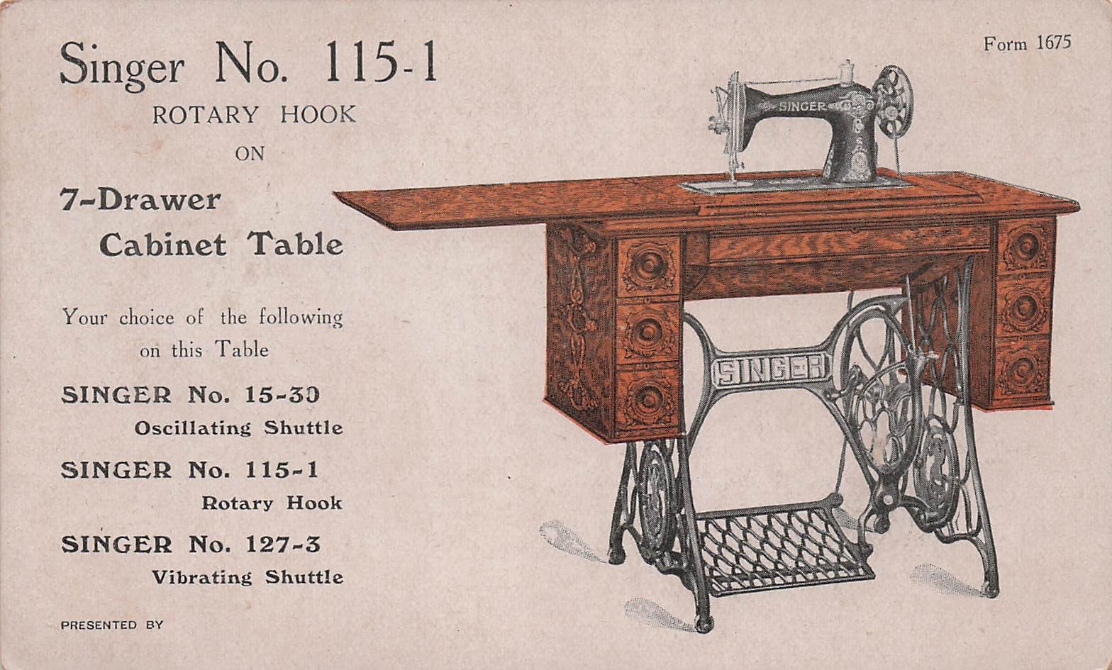 Singer Sewing Machine No. 115-1 Rotary Hook Advertising Trade Card I54