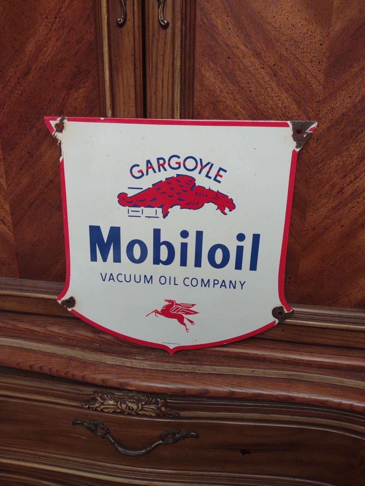 Vintage Mobil gas Sign – Gasoline Advertisement Motor Oil Pump Porcelain Sign