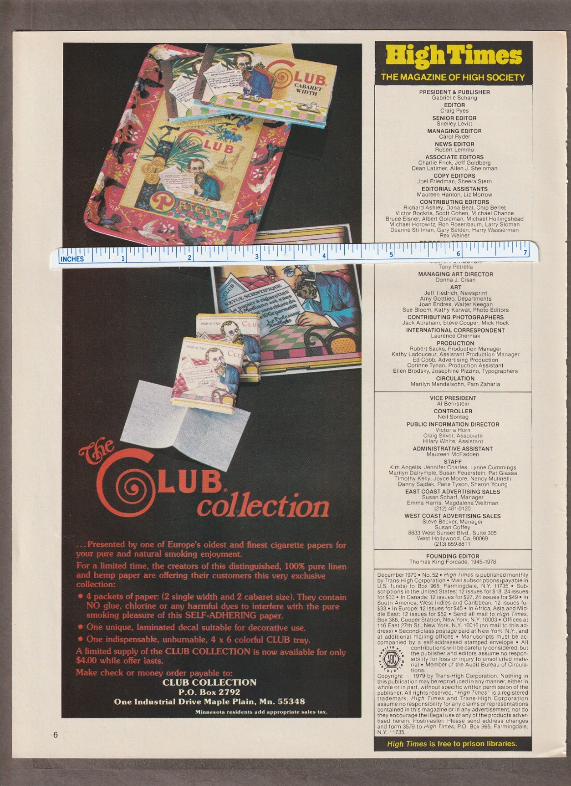 Vintage 1979 The CLUB COLLECTION Magazine AD~ROLLING PAPERS~Maple Plain, MN.