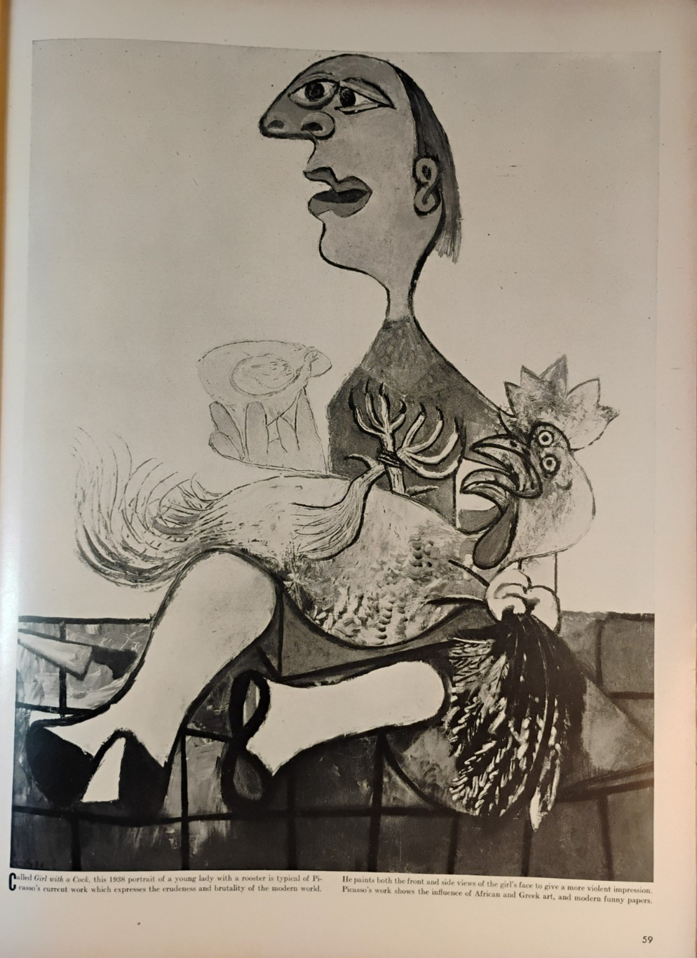 1940 PICASSO’S Girl With a Cock” PRINT AD ORIGINAL Unframed 10 1/2 x 14