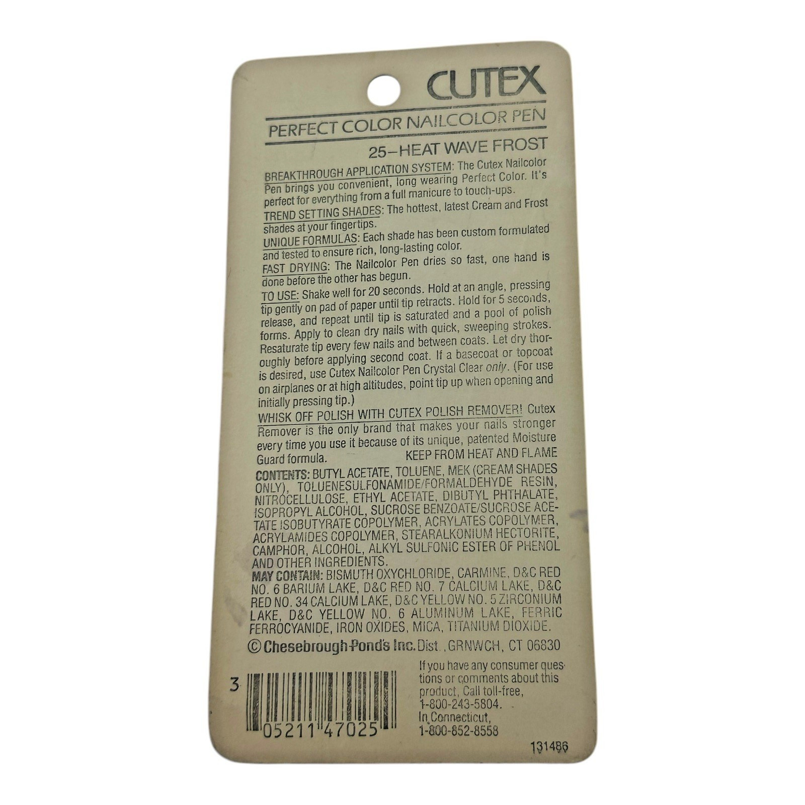 1980’s Cutex Perfect Color Nailcolor Pen Heat Wave Frost NOS Polish Prop Vintage