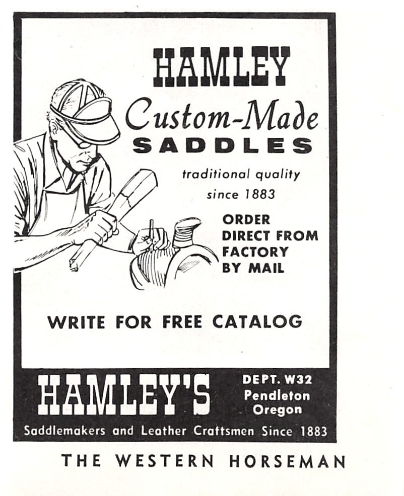 Hamley Custom Saddle Leather Craft Pendleton Oregon 2.75 x 3.3″ Vtg Mag print Ad