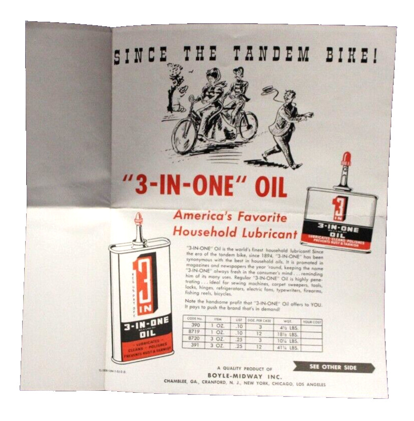 Boyle Midway “3-IN-ONE” OIL 8 1/2″ x 11″ Print Ad Vintage