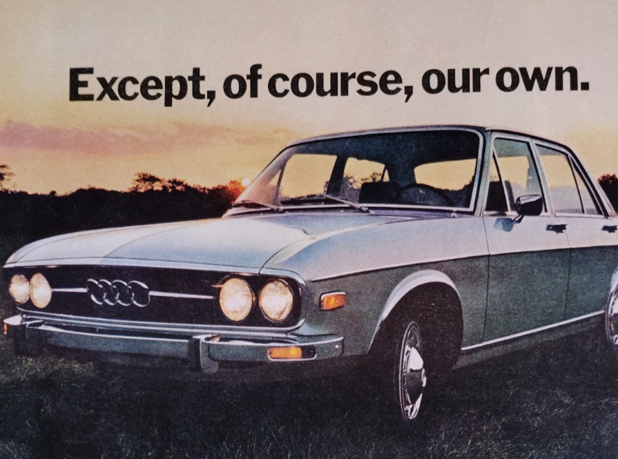 Vintage Retro 2-Pg 1970 Ad Audi Automobiles Match Our 1933 Against Any 1971 Car