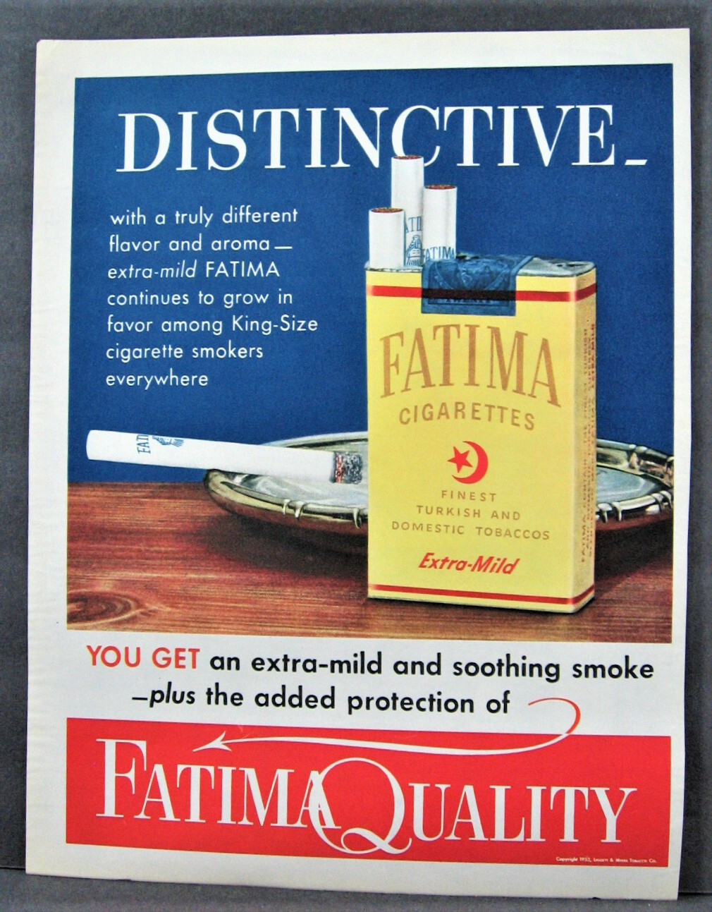 Vintage 1952 Fatima Cigarettes Magazine Ad Full Page Fatima Quality Extra Mild