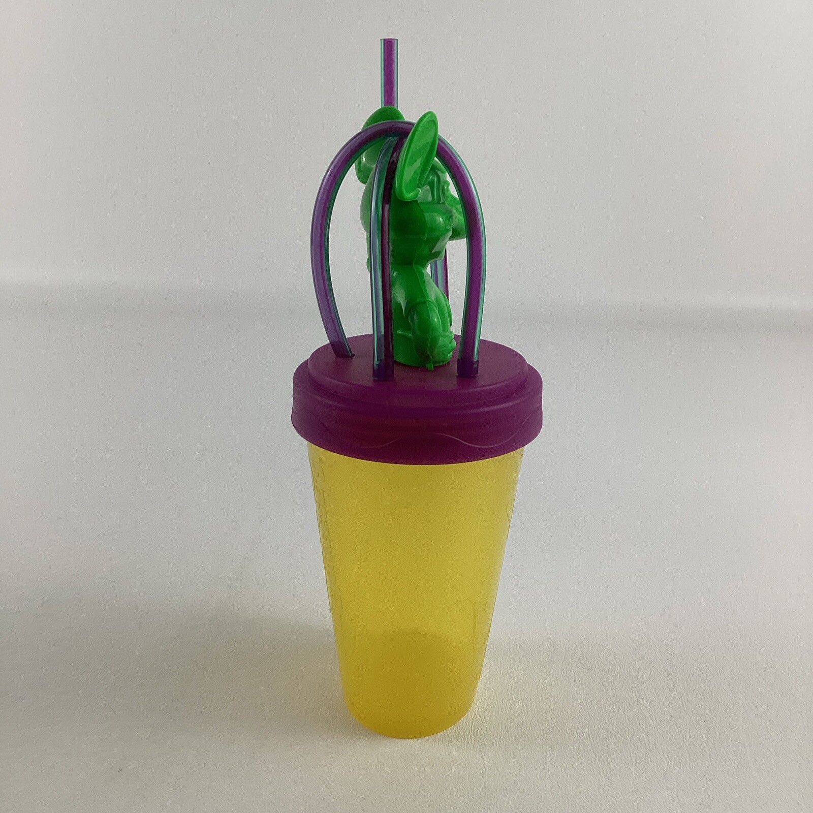 Chuck E Cheese’s Souvenir Collector Crazy Straw Cup Screw Top Lid 2014 Neon