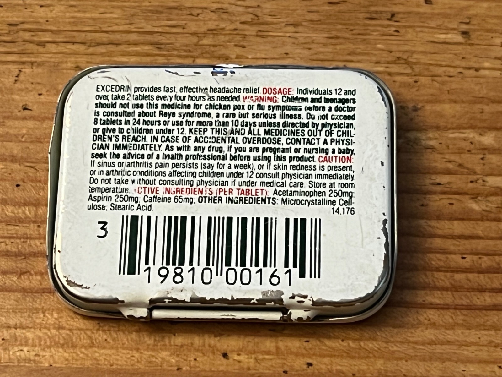 Vintage 1980 EXCEDRIN Extra Strength Tin Travel Size BRISTOL MYERS VG++